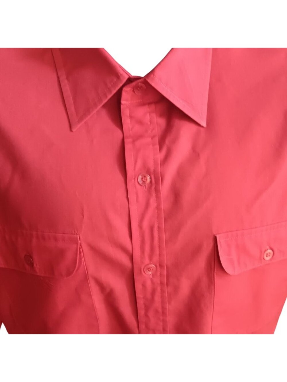 Sears True Vintage Men's Tall Large Shirt 1970s Ruby Red Groovy Businessman